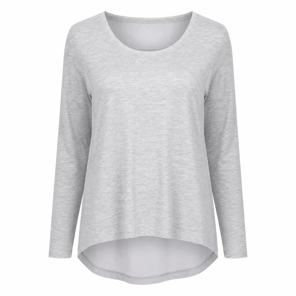Selected Womens Grey Cotton Basic Blouse Size 6 Round Neck