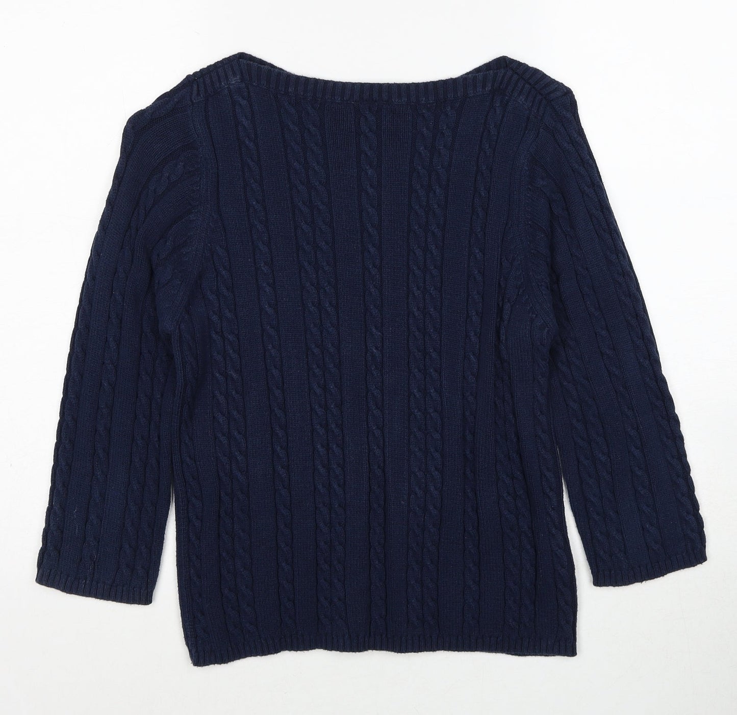 Joie de Vivre Womens Blue Boat Neck Cotton Pullover Jumper Size L