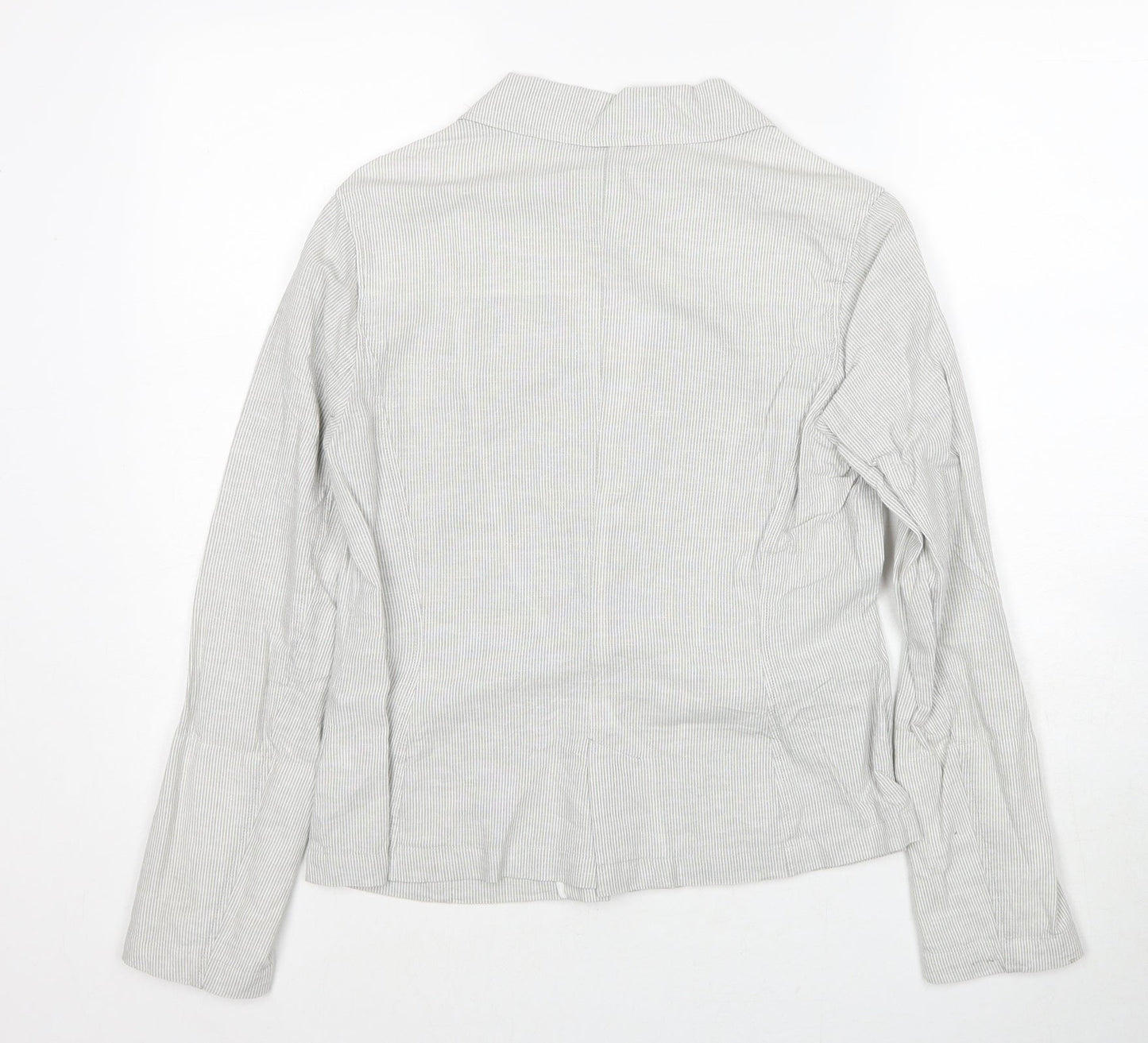 Marks and Spencer Womens Ivory Striped Jacket Blazer Size 10 Button