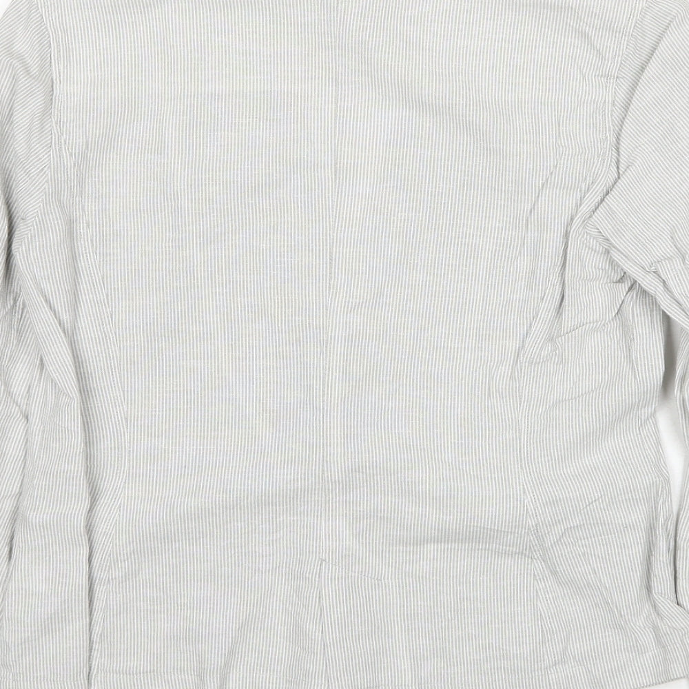Marks and Spencer Womens Ivory Striped Jacket Blazer Size 10 Button