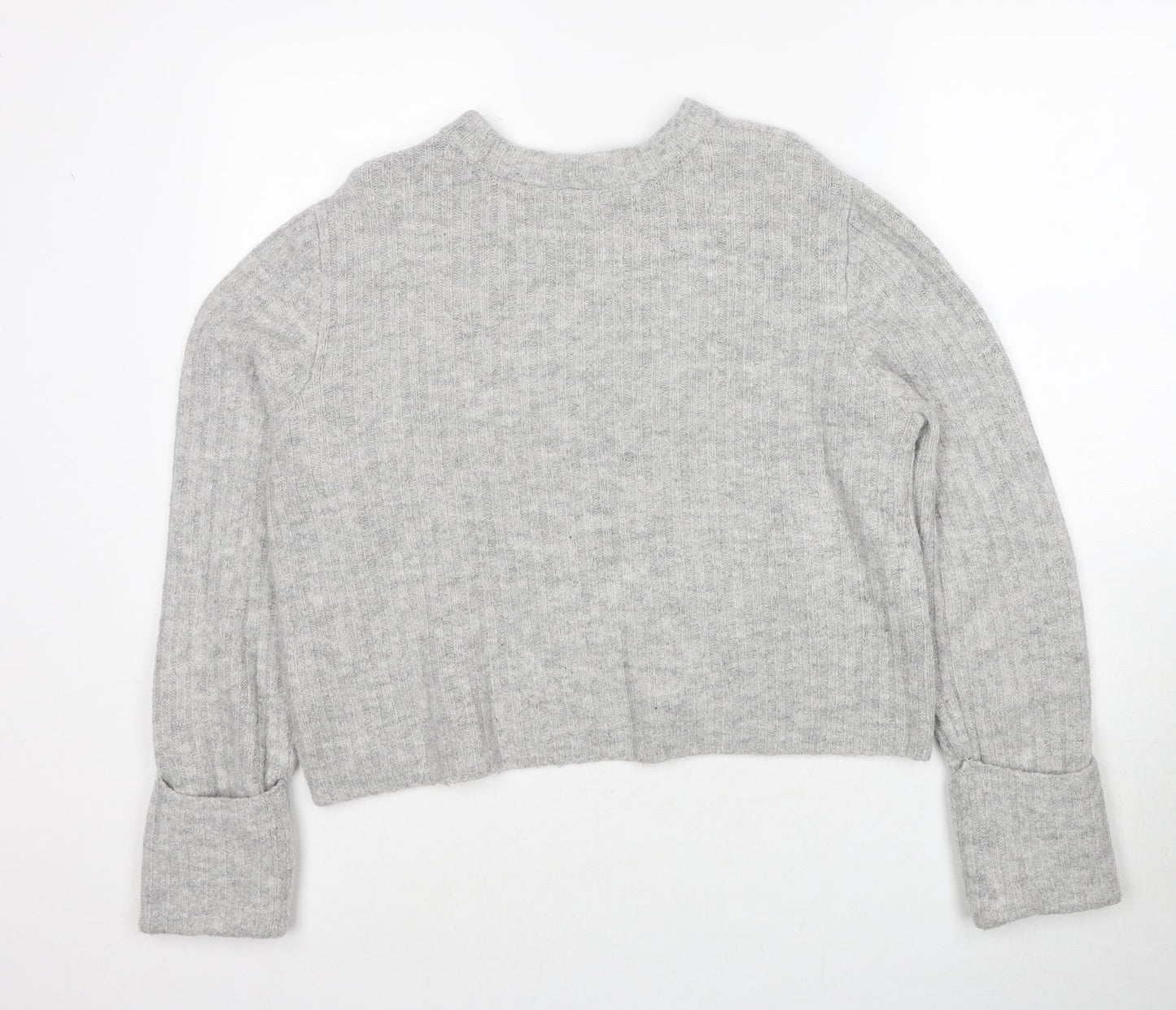 Divided by H&M Womens Grey Round Neck Acrylic Pullover Jumper Size L