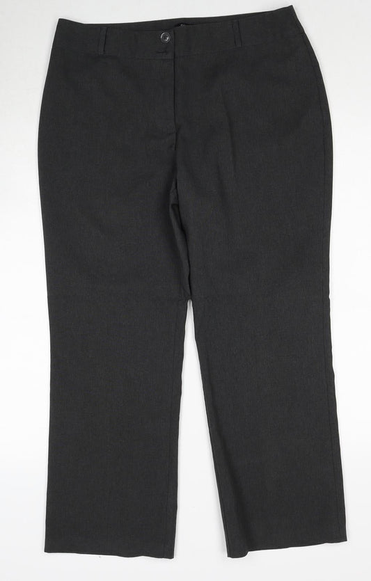 Papaya Womens Grey Polyester Trousers Size 14 Regular Zip