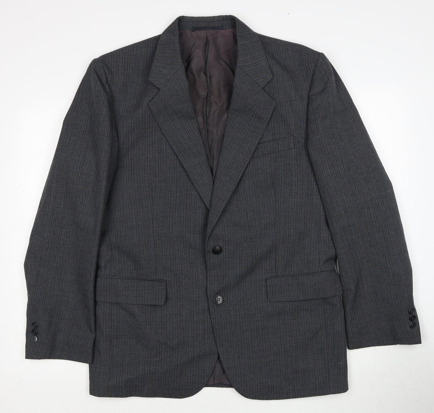 Preworn Mens Grey Polyester Jacket Suit Jacket Size 42 Regular
