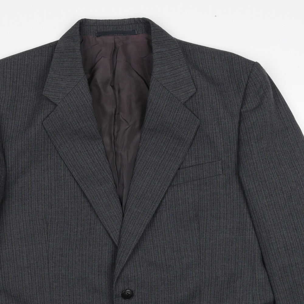 Preworn Mens Grey Polyester Jacket Suit Jacket Size 42 Regular