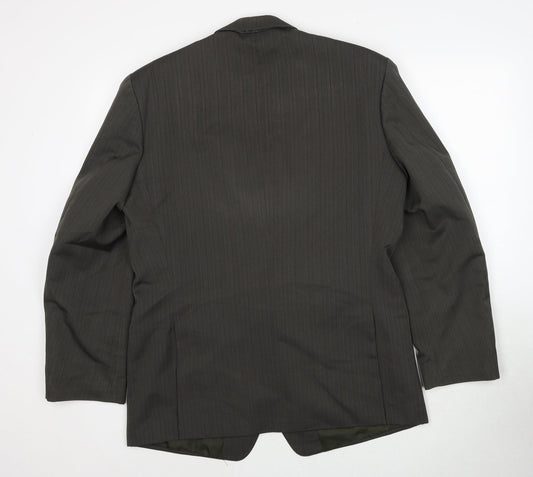 Wellington Mens Green Striped Polyester Jacket Suit Jacket Size 42 Regular