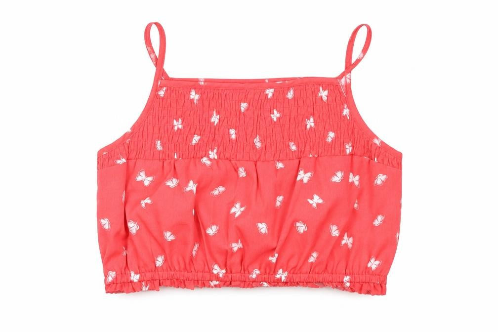 I love girls wear Girls Pink Geometric Polyester Basic Tank Size 6-7 Years Square Neck Pullover - Butterfly