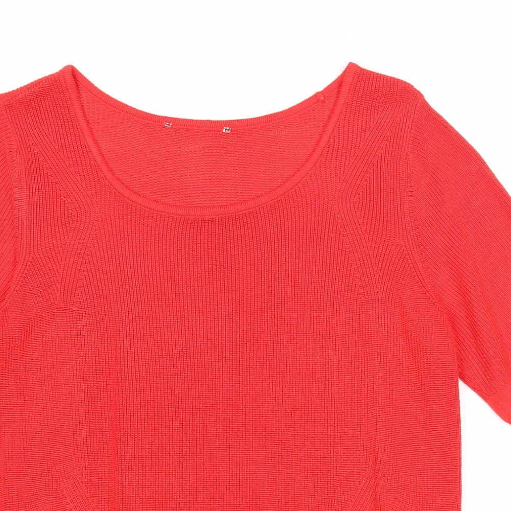 Marks and Spencer Womens Red Round Neck Viscose Pullover Jumper Size 12