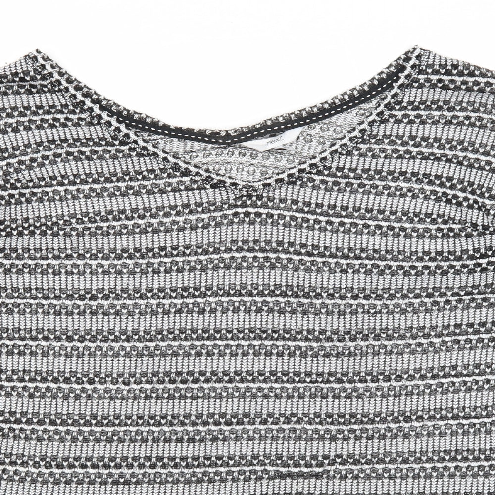 NEXT Womens Black V-Neck Geometric Polyester Pullover Jumper Size 14