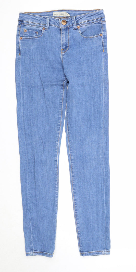Topshop Womens Blue Cotton Skinny Jeans Size 26 in L30 in Regular Zip