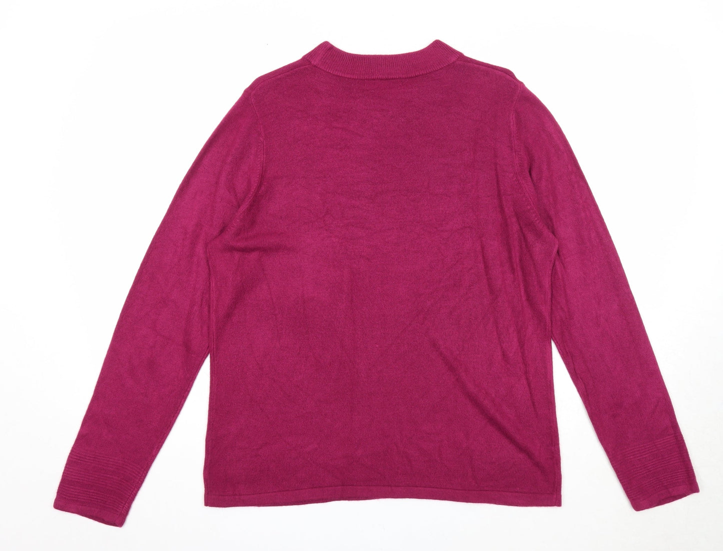Marks and Spencer Womens Purple Round Neck Herringbone Acrylic Pullover Jumper Size 16