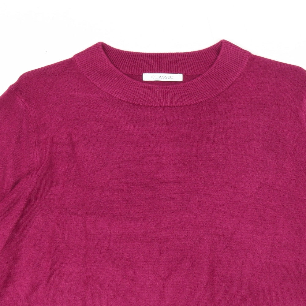 Marks and Spencer Womens Purple Round Neck Herringbone Acrylic Pullover Jumper Size 16
