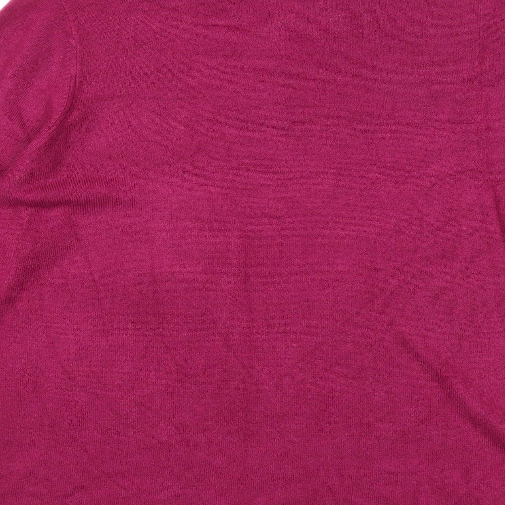 Marks and Spencer Womens Purple Round Neck Herringbone Acrylic Pullover Jumper Size 16