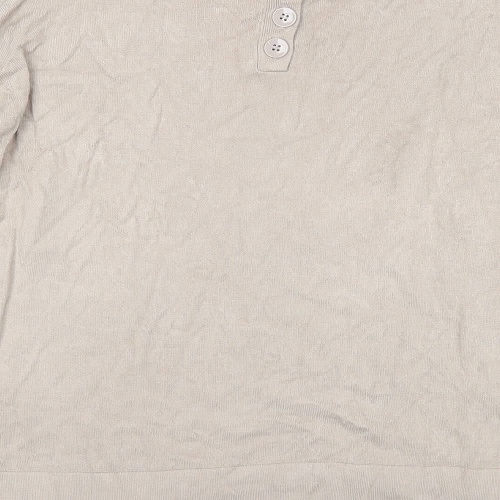 Marks and Spencer Womens Beige Round Neck Acrylic Pullover Jumper Size 8