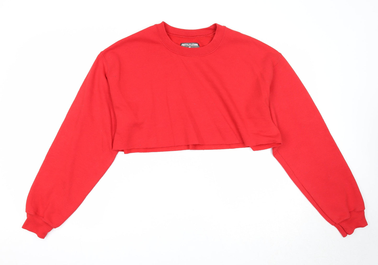 PRETTYLITTLETHING Womens Red Cotton Pullover Sweatshirt Size S Pullover