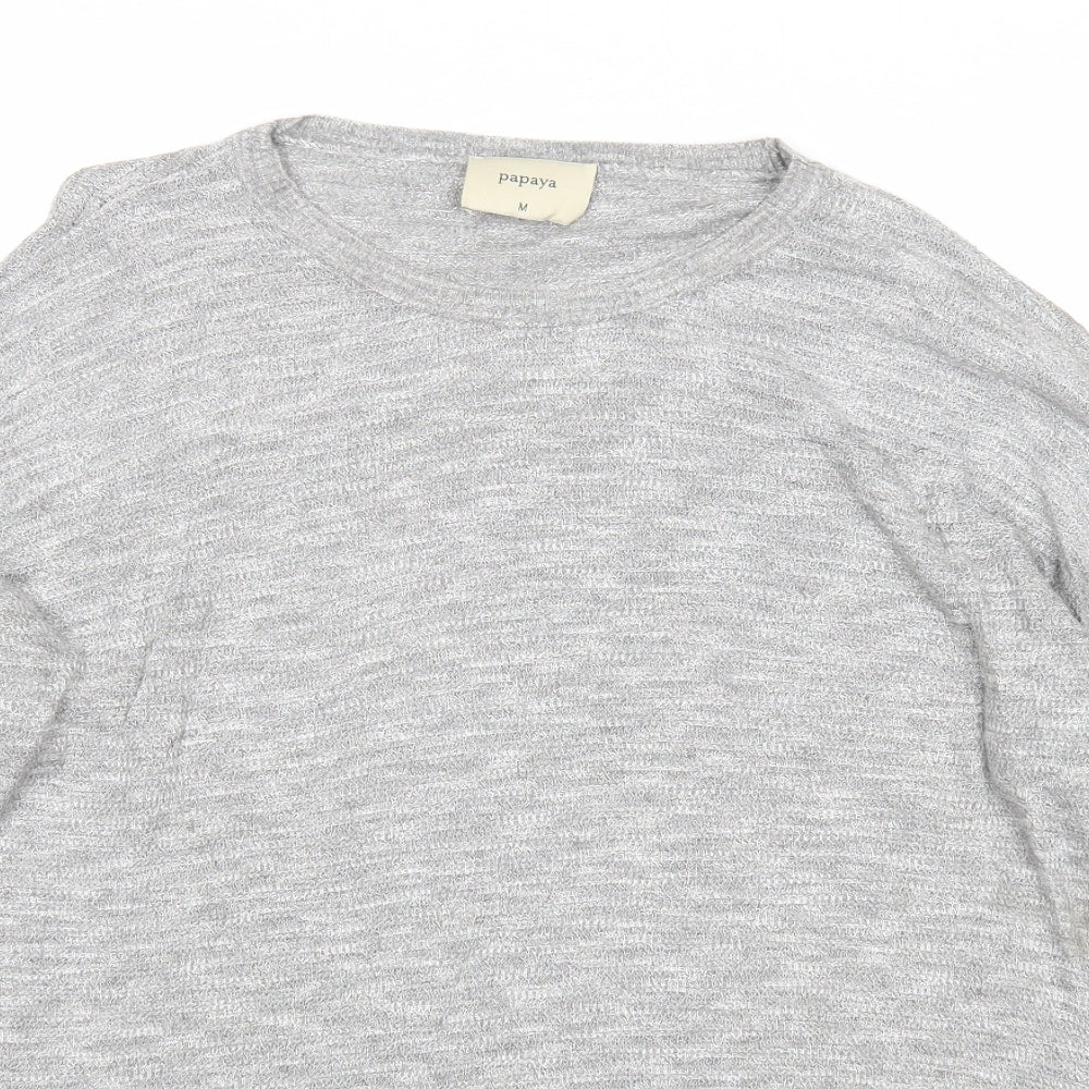 Papaya Womens Grey Round Neck Acrylic Pullover Jumper Size M