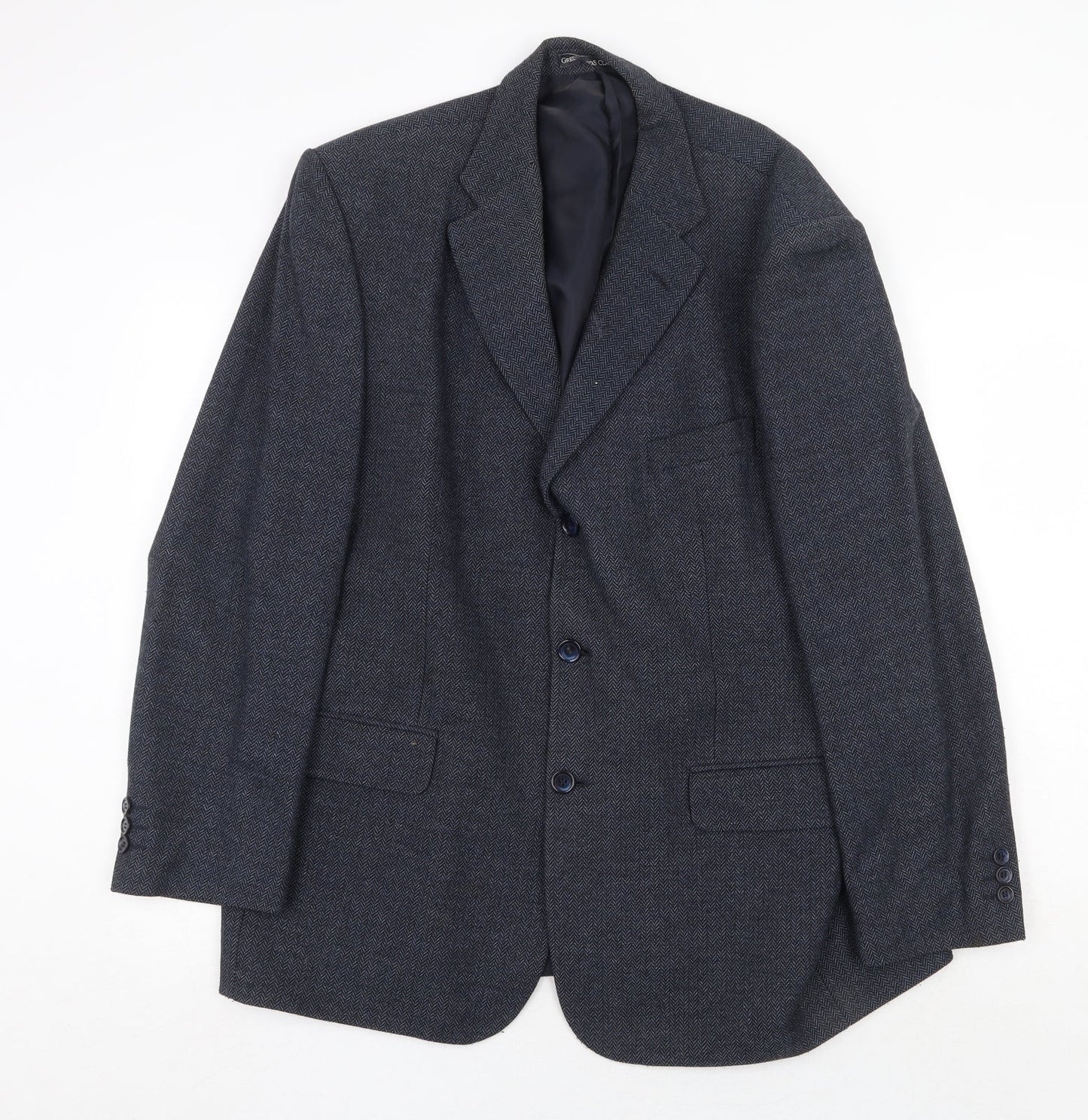 Greenwoods Mens Blue Wool Jacket Suit Jacket Size 44 Regular