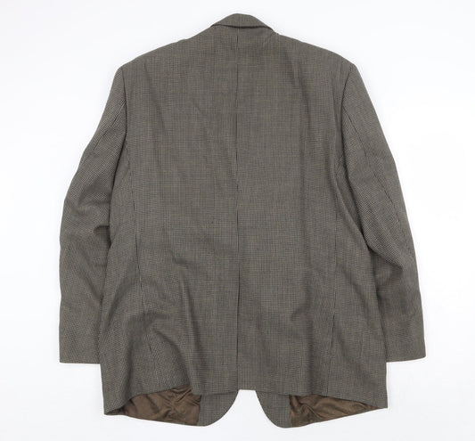 centa Mens Brown Geometric Polyester Jacket Blazer Size 46 Regular