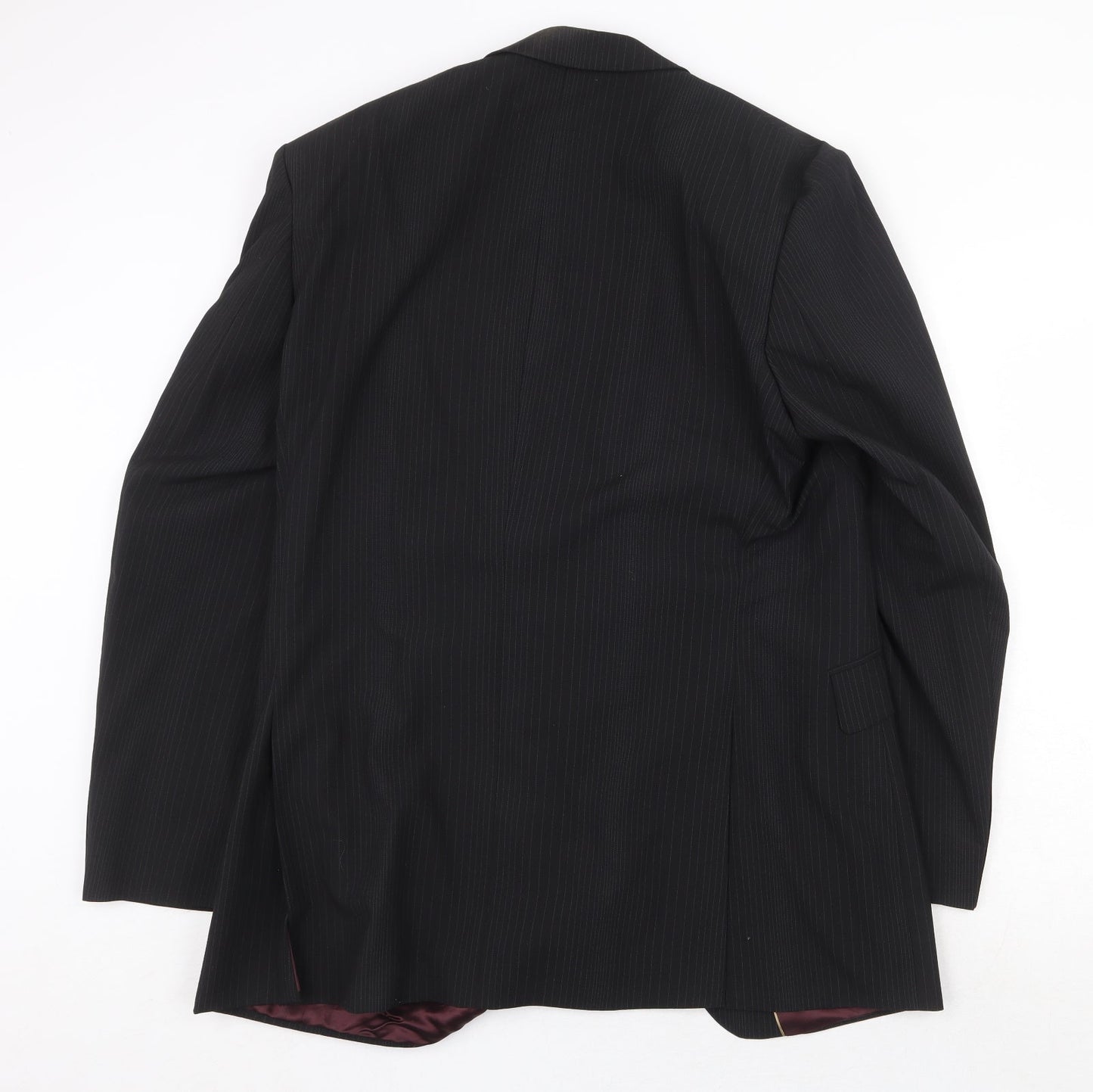 Burton Mens Black Striped Polyester Jacket Suit Jacket Size 44 Regular