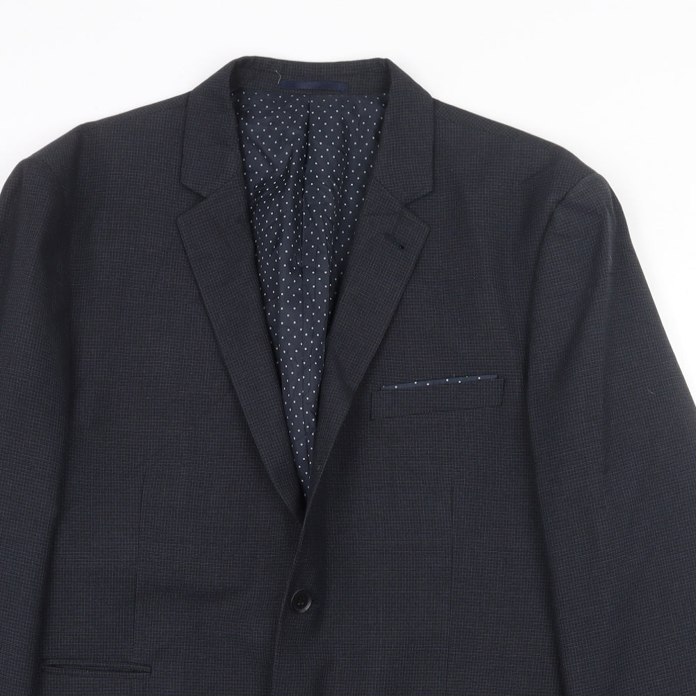 TU Mens Blue Polyester Jacket Suit Jacket Size 44 Regular
