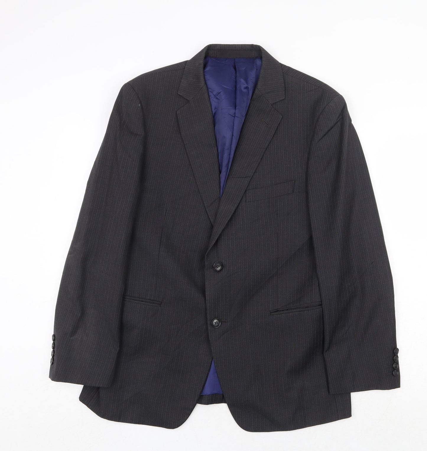 Marks and Spencer Mens Grey Striped Wool Jacket Suit Jacket Size 40 Regular