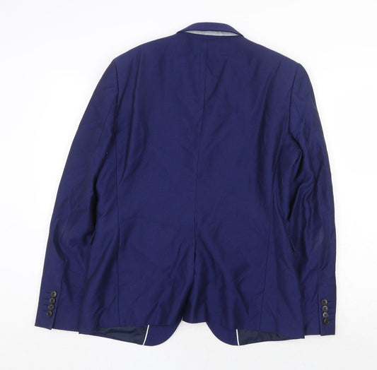 Burton Mens Blue Polyester Jacket Blazer Size 40 Regular