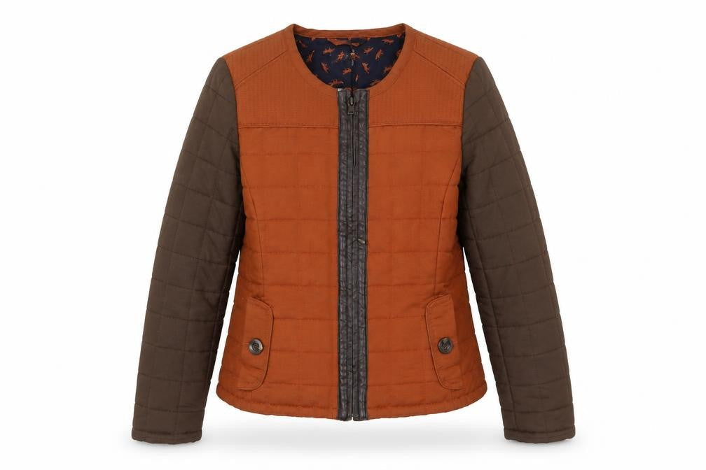 Marks & Spencer Womens Orange Quilted Jacket Size 10 Zip
