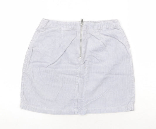 New Look Womens Blue Cotton A-Line Skirt Size 8 Zip