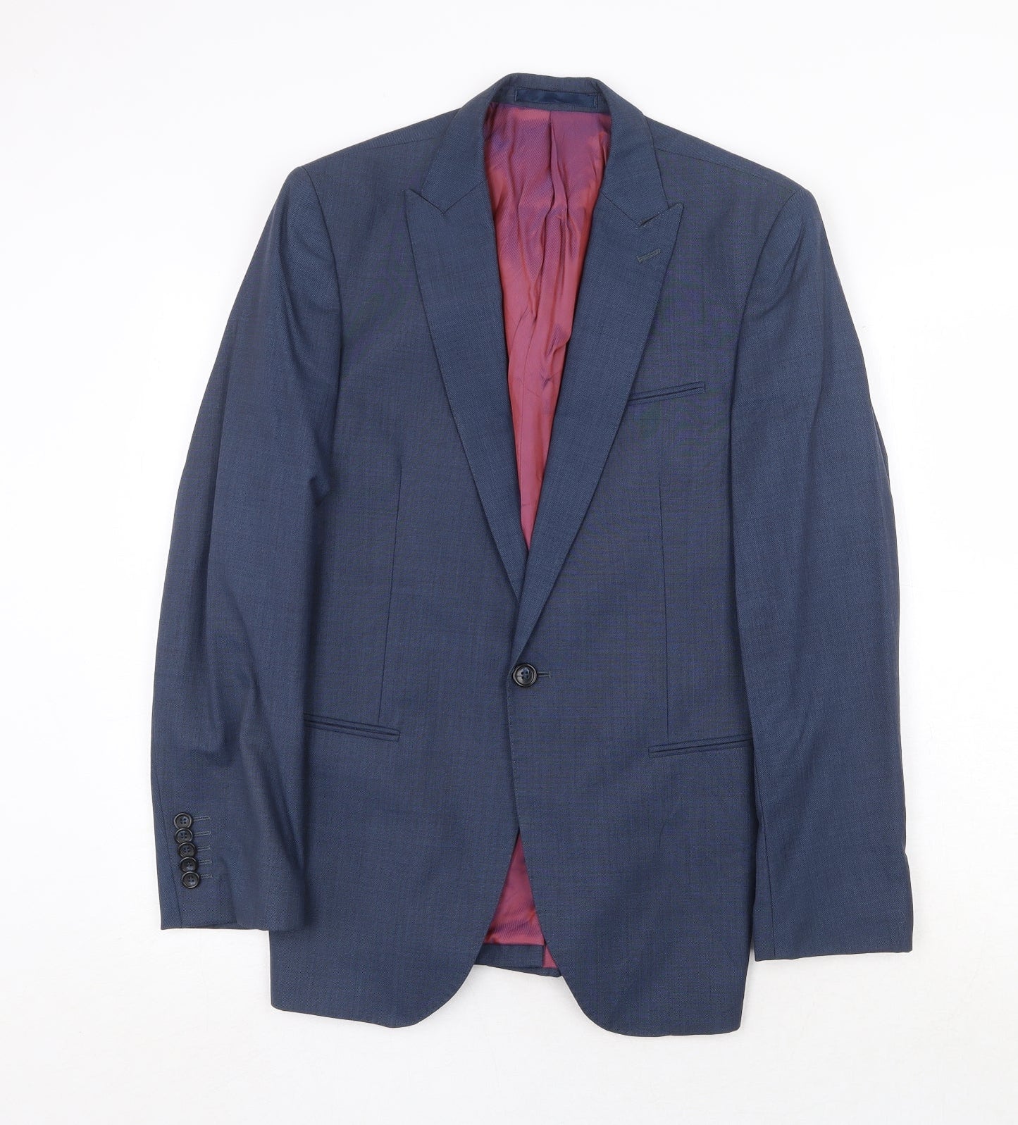 Cedar Wood State Mens Blue Wool Jacket Suit Jacket Size 38 Regular - 5 button sleeve