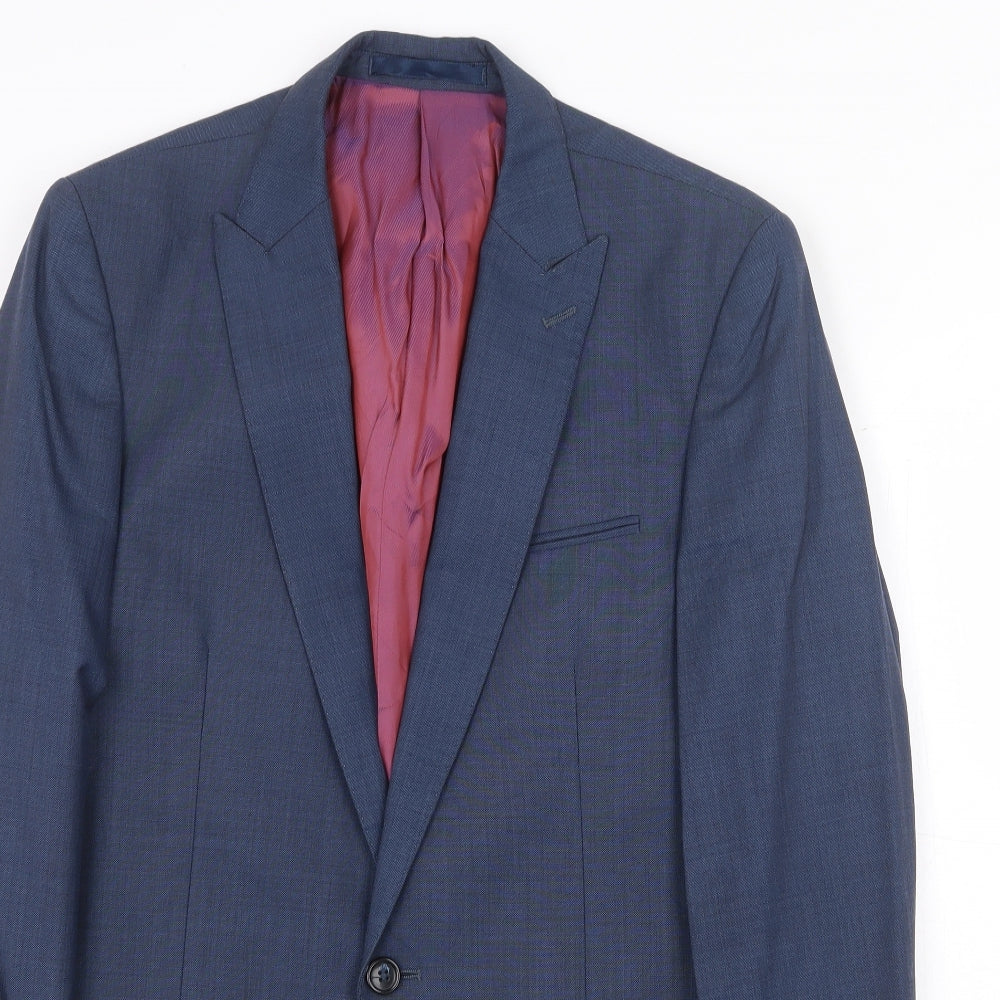 Cedar Wood State Mens Blue Wool Jacket Suit Jacket Size 38 Regular - 5 button sleeve