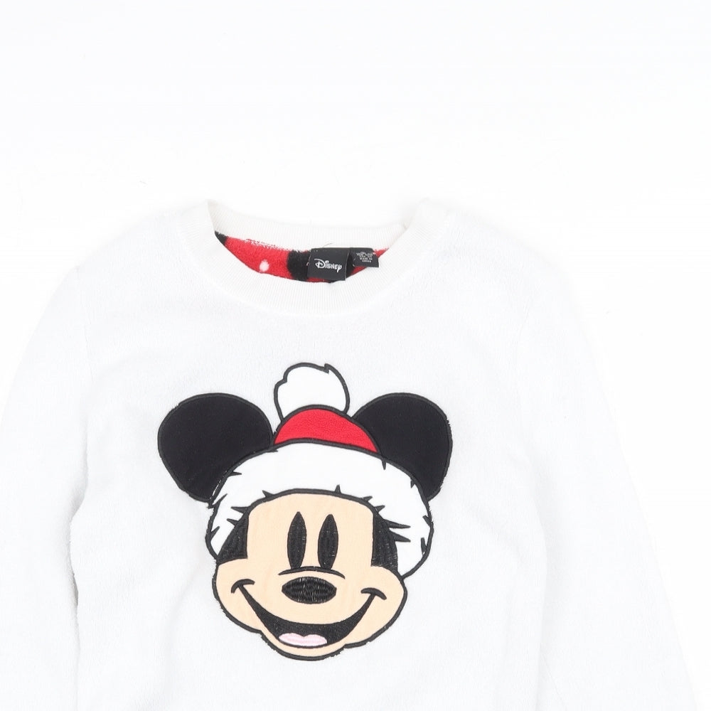 Disney Womens White Polyester Pullover Sweatshirt Size S Pullover