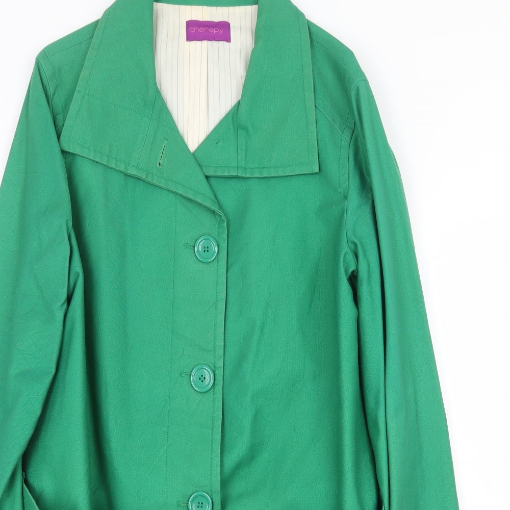Therapy Womens Green Overcoat Coat Size 14 Button