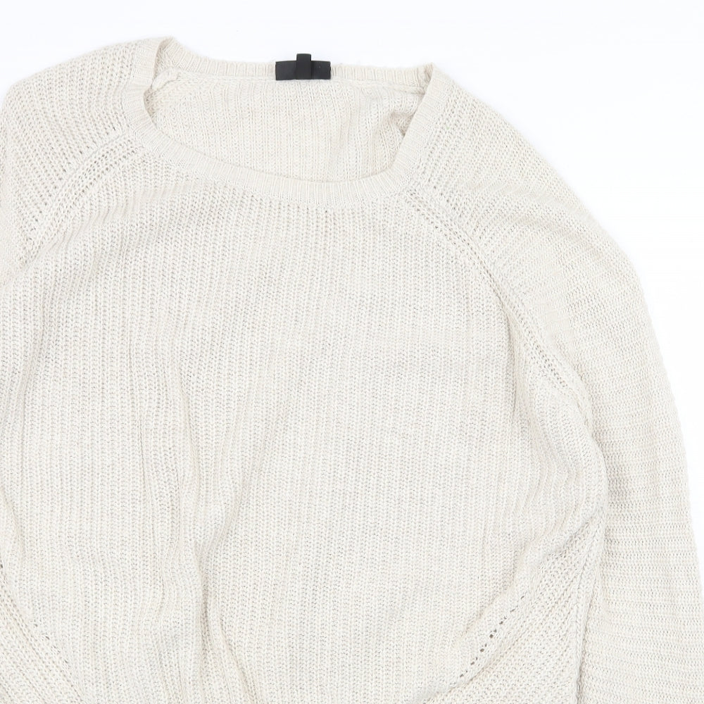 Topshop Womens Ivory Round Neck Acrylic Pullover Jumper Size 14