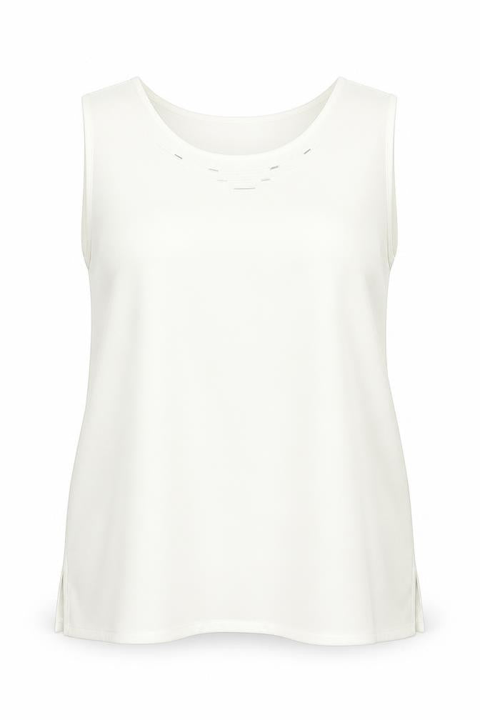 Oscar B Womens Ivory Polyester Basic Tank Size 16 Round Neck