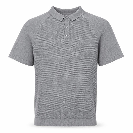 REMUS Mens Grey 100% Cotton Polo Size M Collared Button