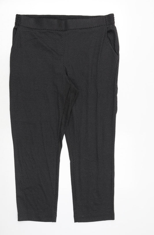 Classic Womens Grey Geometric Polyester Trousers Size 18 Regular Tie