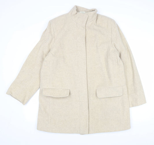 Marks and Spencer Womens Beige Overcoat Coat Size 14 Button