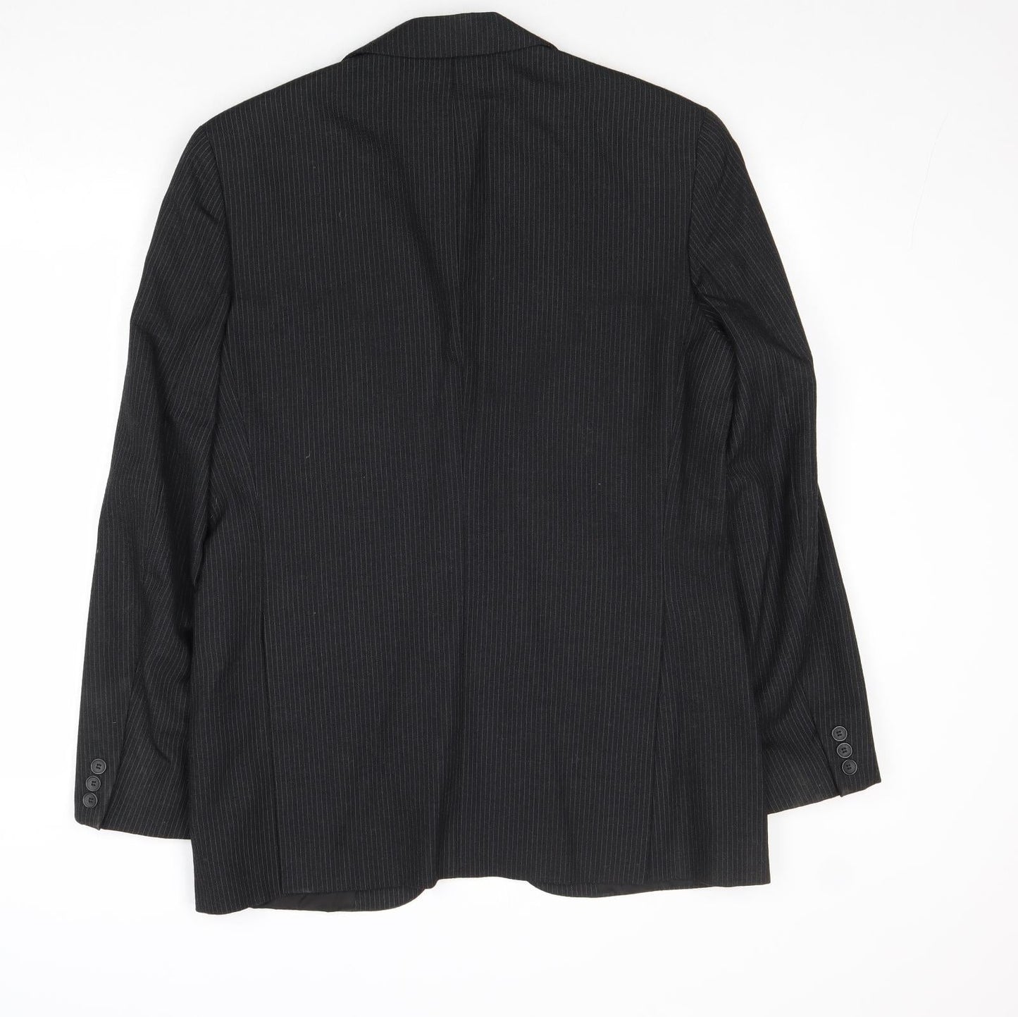 C&A Mens Black Striped Wool Jacket Suit Jacket Size 40 Regular