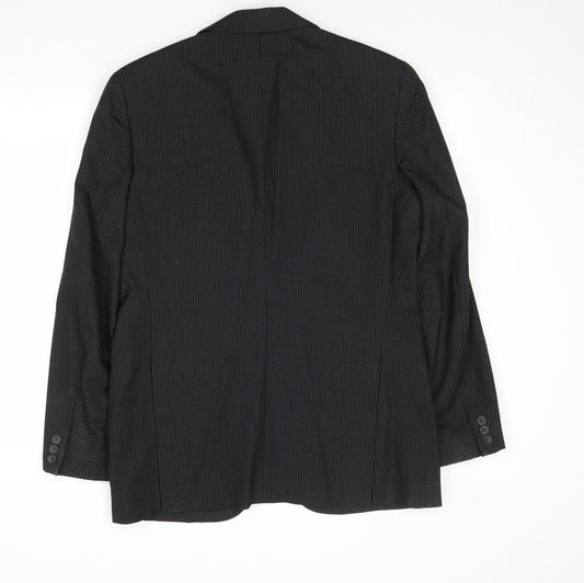 C&A Mens Black Striped Wool Jacket Suit Jacket Size 40 Regular