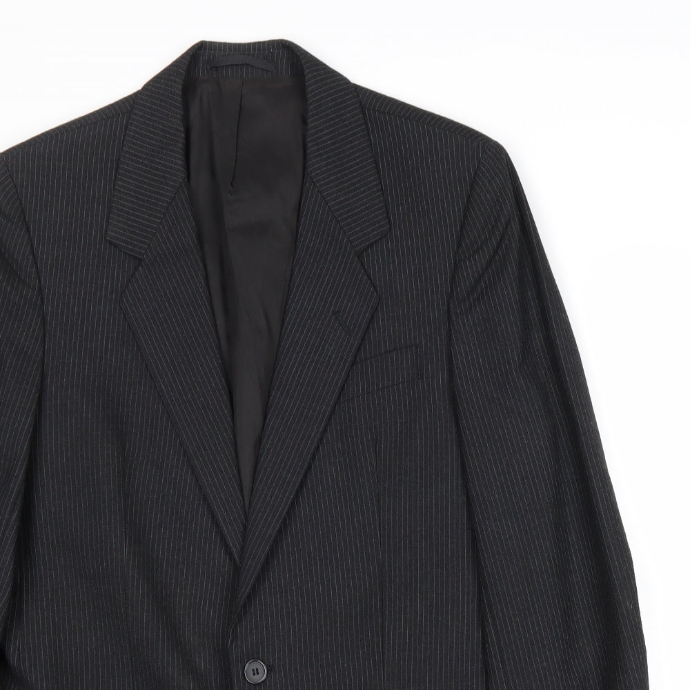 C&A Mens Black Striped Wool Jacket Suit Jacket Size 40 Regular