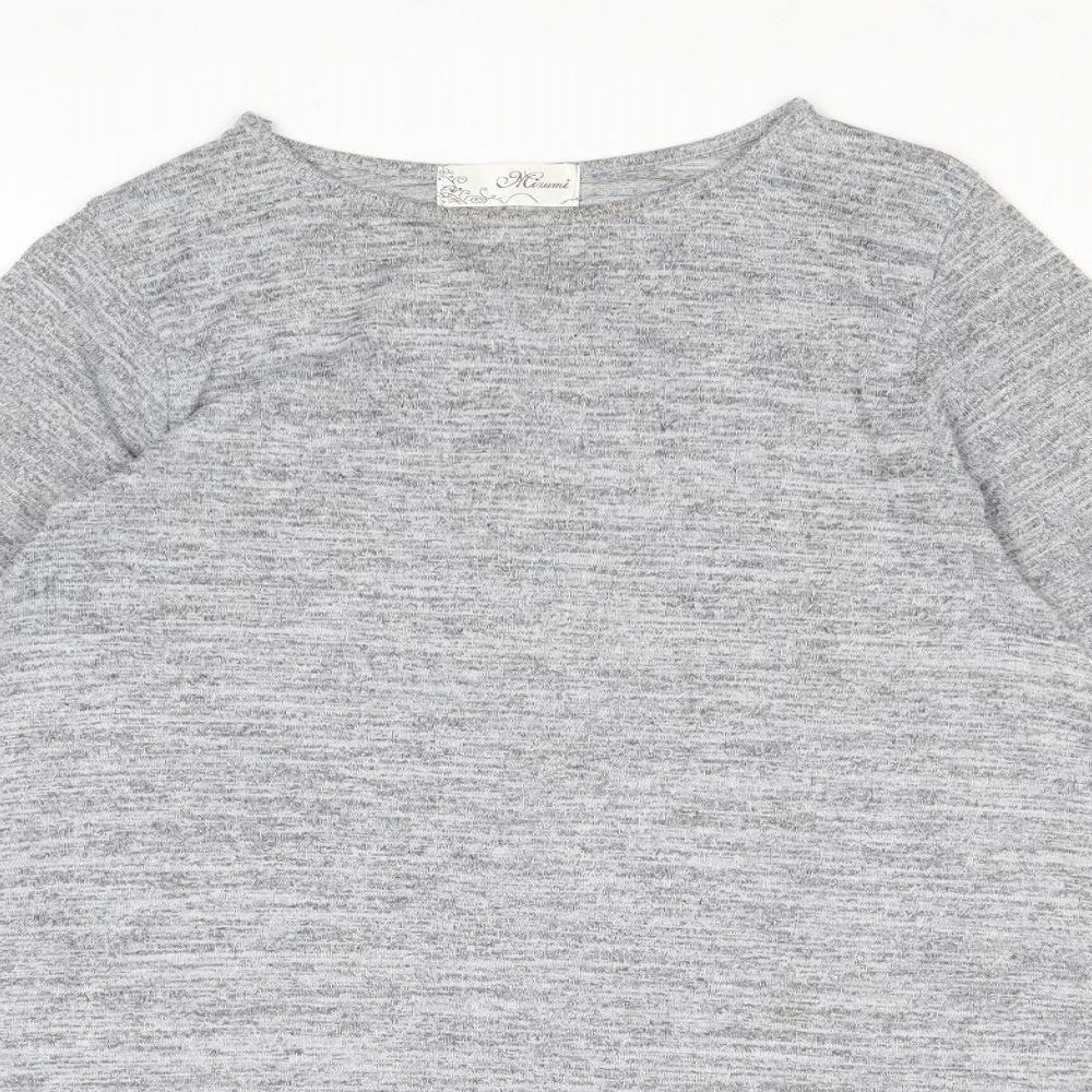 Mizumi Womens Grey Polyester Jumper Dress Size S Round Neck Pullover
