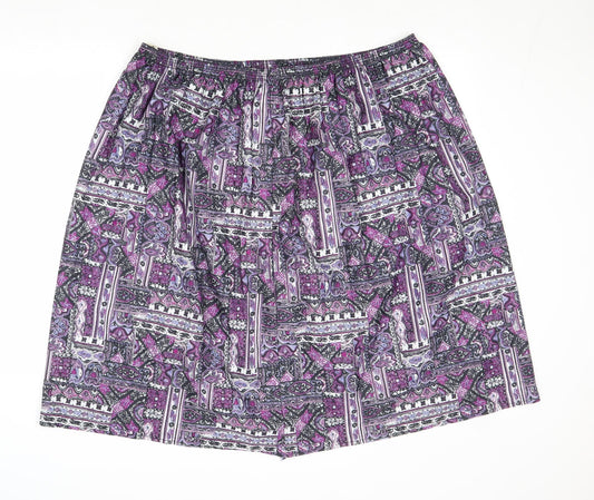 Preworn Womens Pink Geometric Polyester A-Line Skirt Size L