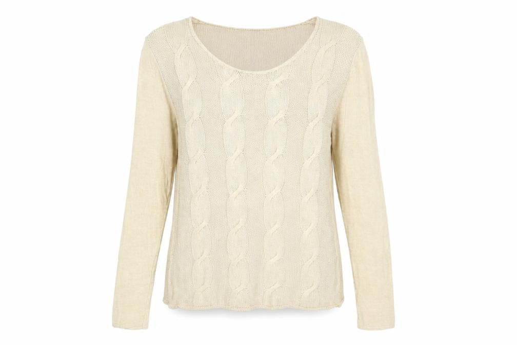 Country Casuals Womens Beige Scoop Neck Acrylic Pullover Jumper Size L