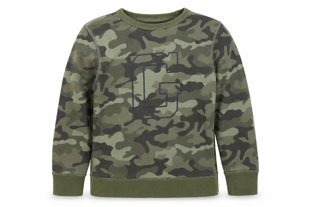 H&M Boys Green Camouflage Cotton Pullover Sweatshirt Size M Pullover - G