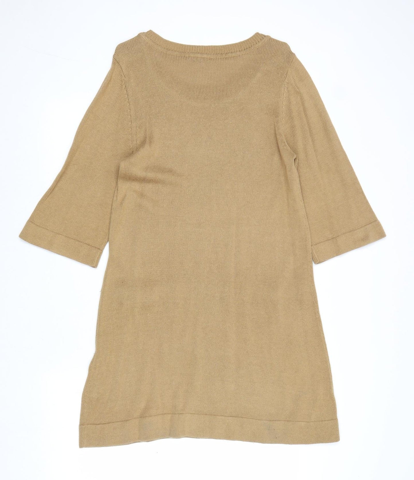 H&M Womens Brown Scoop Neck Acetate Pullover Jumper Size M