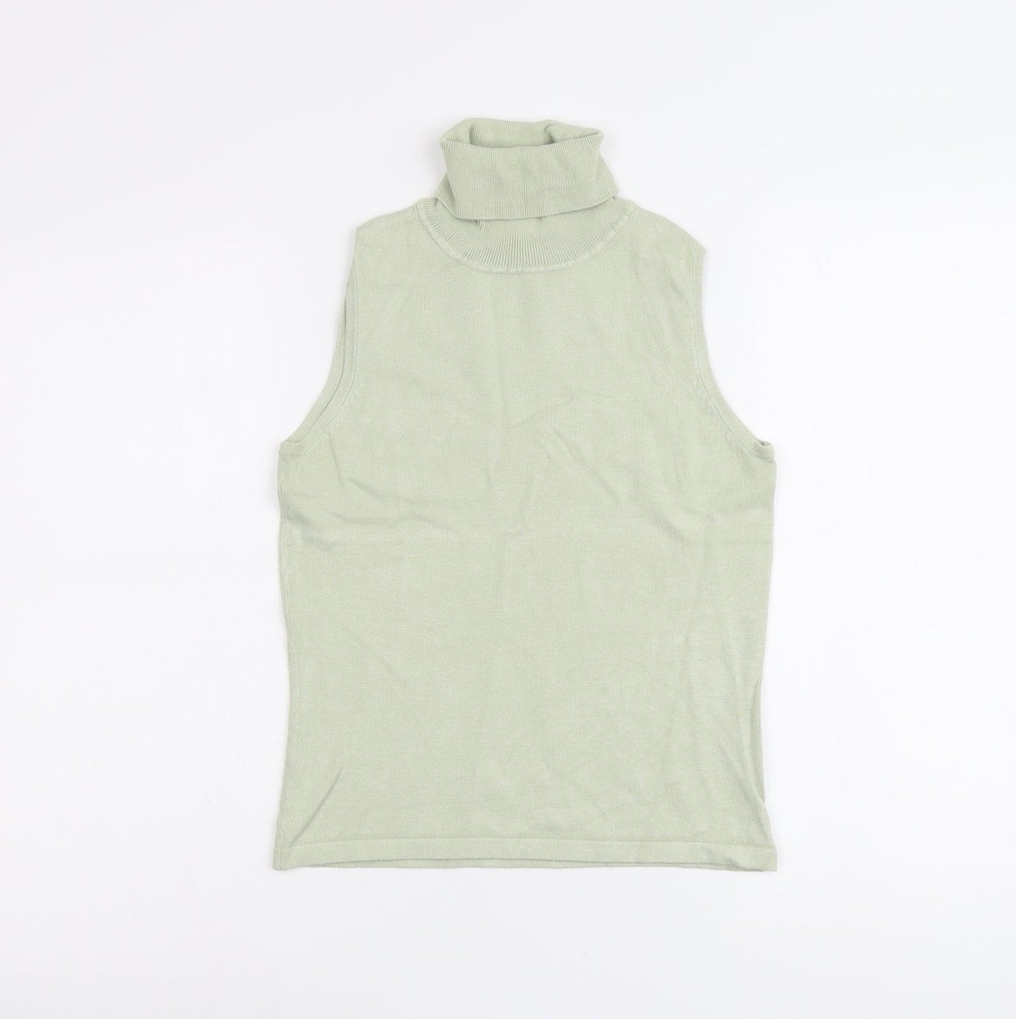 Etoile Womens Green Viscose Basic Tank Size M Roll Neck