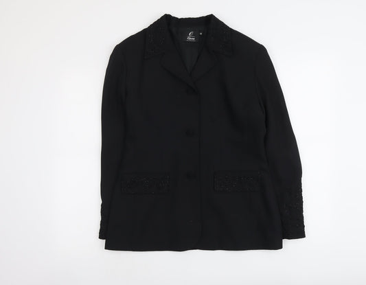 Opera Womens Black Polyester Jacket Blazer Size 12