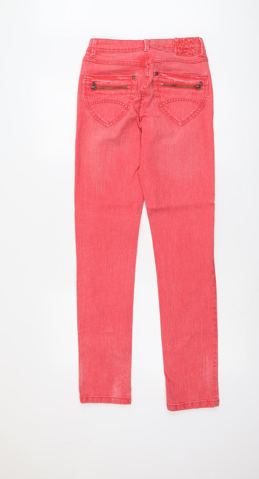 Yessica Womens Red Cotton Skinny Jeans Size 8 L32 in Regular Button