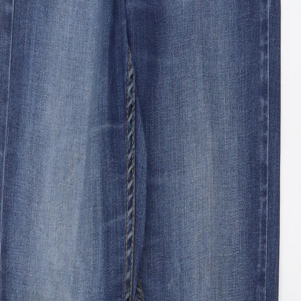 RESERVED Womens Blue Cotton Straight Jeans Size 27 in L32 in Regular Button
