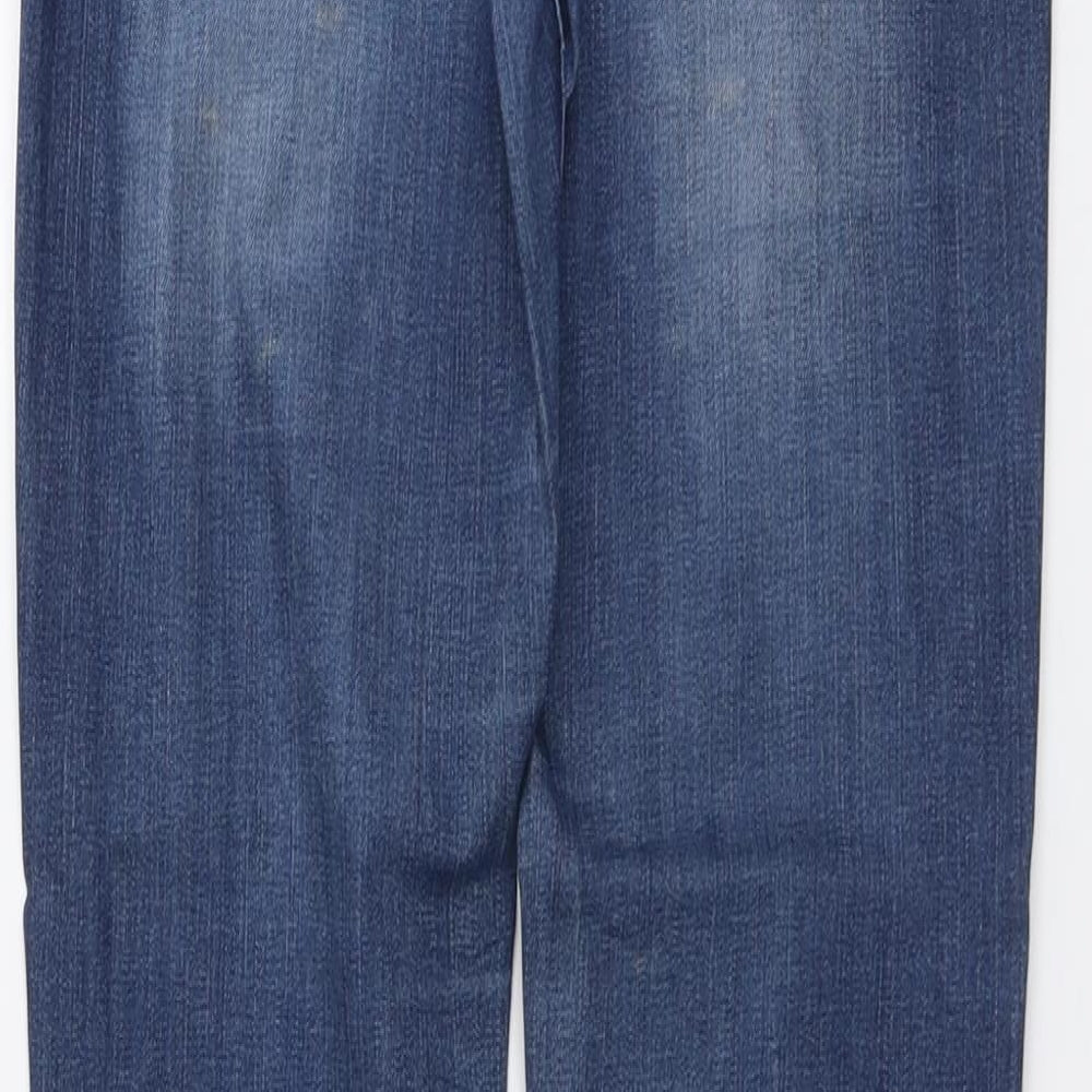 RESERVED Womens Blue Cotton Straight Jeans Size 27 in L32 in Regular Button