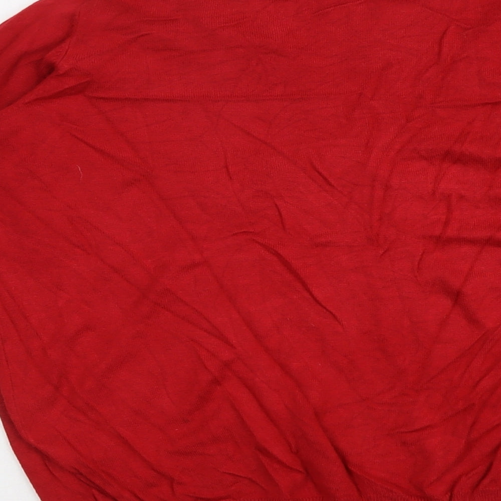 Marks and Spencer Womens Red V-Neck Viscose Pullover Jumper Size 18